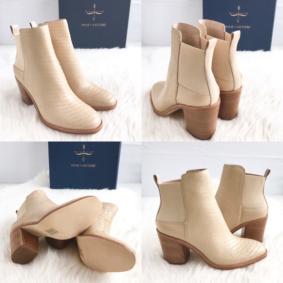 Pour la Victoire | beige snakescale leather boots - Picture 5 of 8